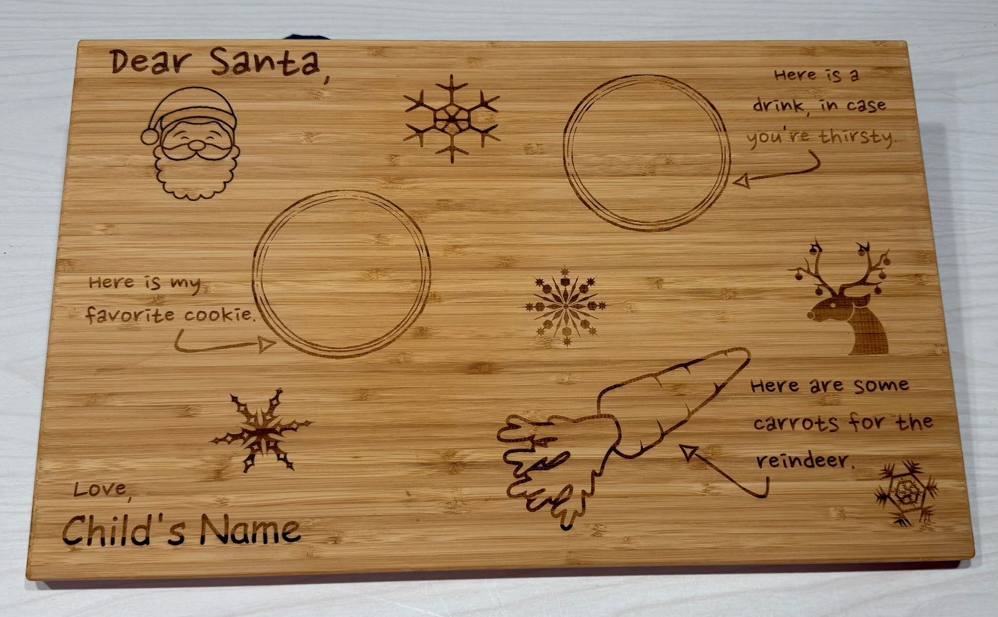 Wood Engraved Personalized Christmas Santa Board