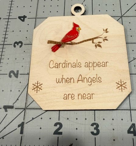 Wood Craft Ornament Cardinals Appear When Angels Are Near