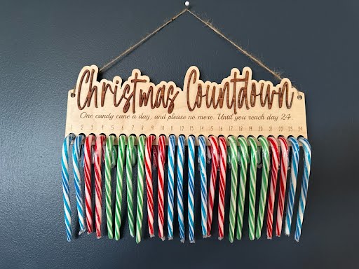 Wood Craft Candy Cane Christmas Count Down