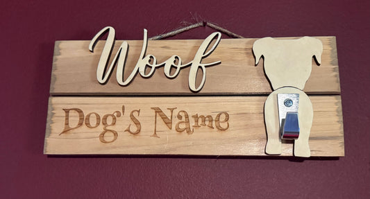 Wood Engraved Personalized Dog Leash Holder