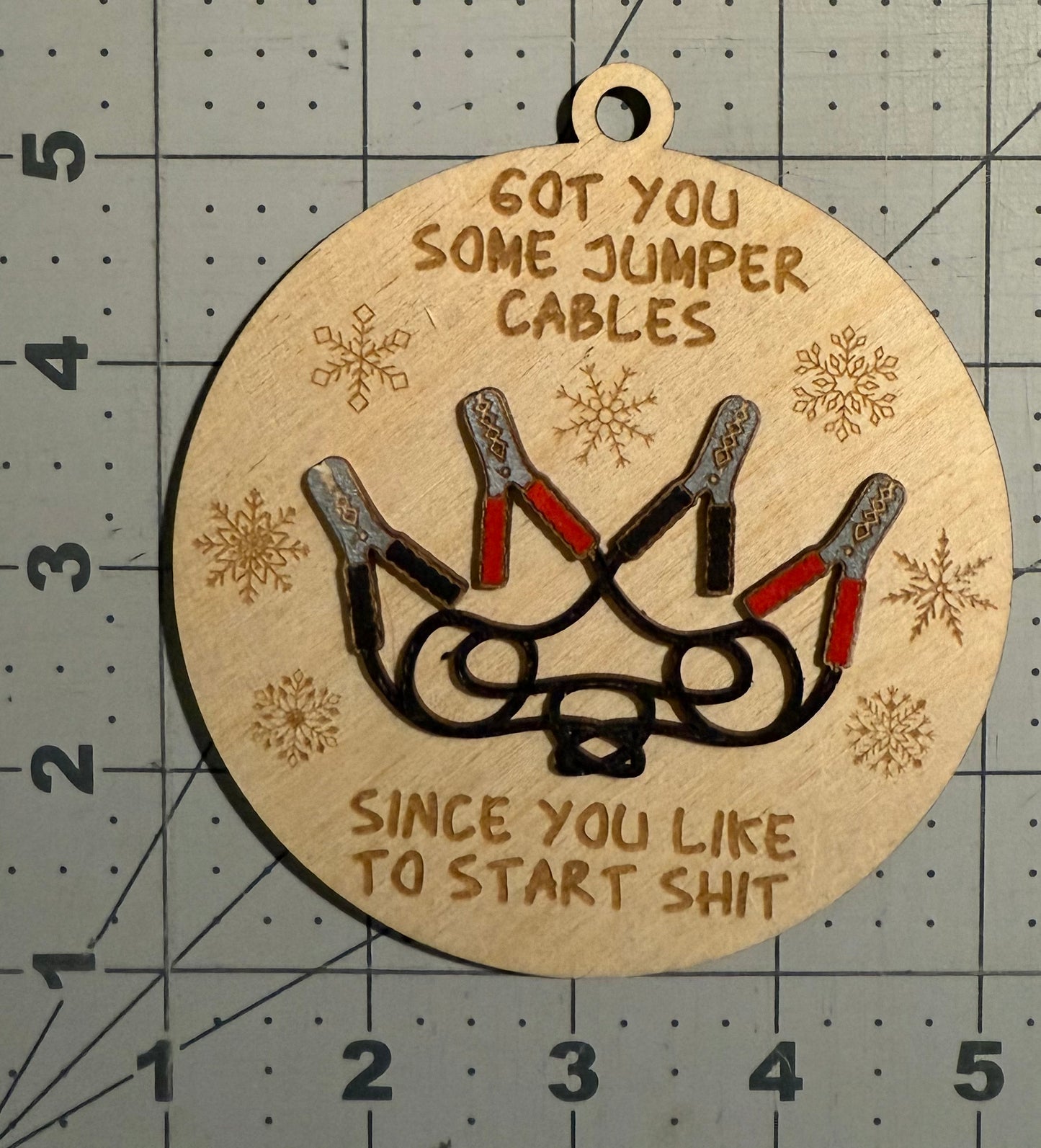 Wood Craft Ornament Got You Jumper Cables