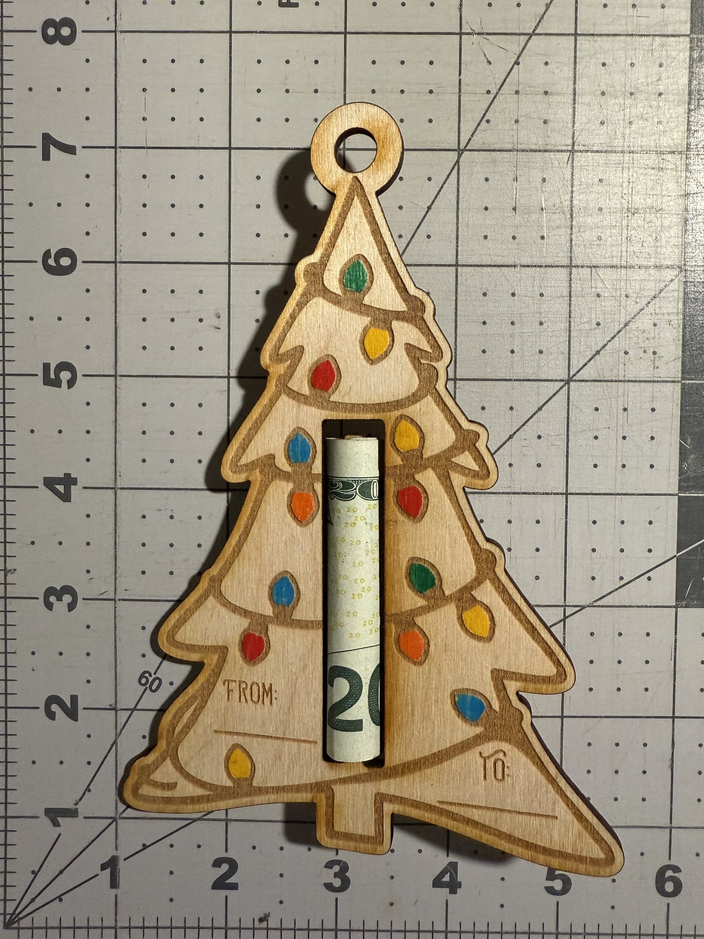 Wood Craft Ornament Christmas Tree Money Holder