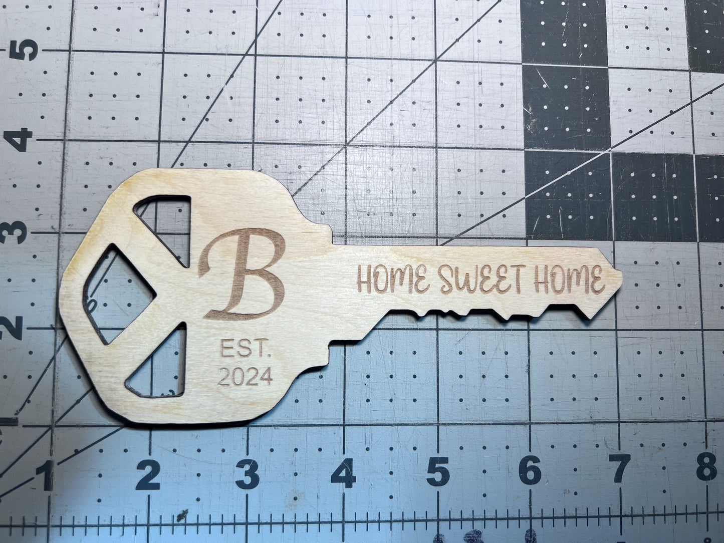 Wood Engraved Home Sweet Home Key