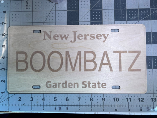 Wood Engraved Personalized License  Plate